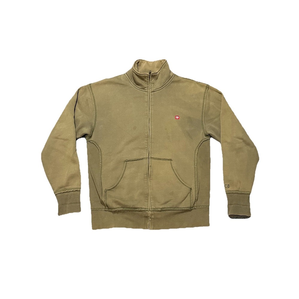 Vintage Y2K Circa Skateboarding Full Zip Sweater Size Medium Faded‎ Olive Green